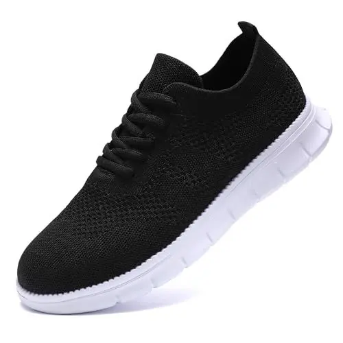 Produktbild: UNQWQZ Herren Sneaker Hallenschuhe Turnschuhe Freizeit Anzugschuhe Loafer Mokassins Leichtgewichts Atmungsaktiv Business Schuhe Bootsschuhe Oxfords Anzugschuhe Hochzeitsschuhe Scharz Weiß 47