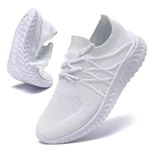 Produktbild: UNQWQZ Schuhe Herren Atmungsaktiv Sportschuhe Hallenschuhe Leicht Laufschuhe Turnschuhe Freizeit Running Tennis Sneakers Straßenlaufschuhe Trainingsschuhe Weiß 41