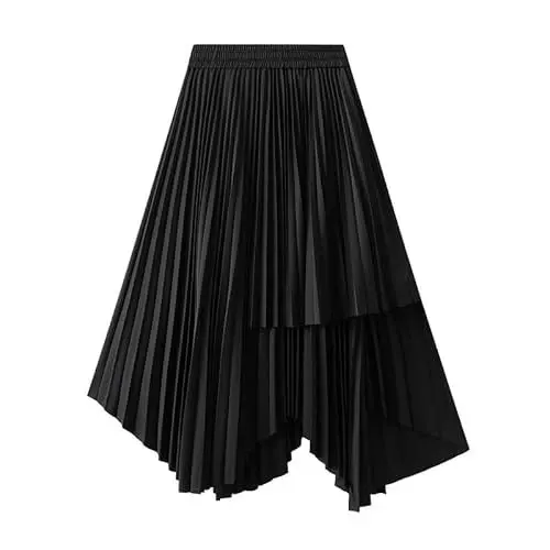 Produktbild: Unregelmäßigen Saum halbe Länge hohe Taille Rock Herbst und Winter Nische College Stil Plissee-Rock Home Casual Kleid