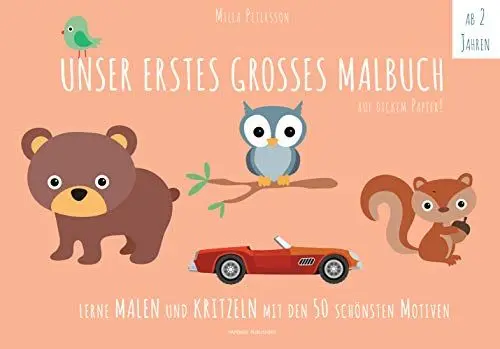 Produktbild: UNSER ERSTES GROSSES MALBUCH: Lerne malen und kritzeln mit den schönsten Motiven: Lerne malen und kritzeln mit den 50 schönsten Motiven! Auf ökologischem Naturpapier. (PAPERISH Kinderbuch)