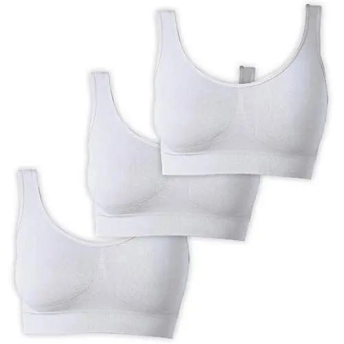 Produktbild: UnsichtBra Bustier Damen BH ohne Buegel | 3er Set Wohlfühl Bustiers Tops | Bügelloser Soft Bra | Schlaf Still Sport Crop Top Büstier 3 x Weiß (wellbra_www)(XL)