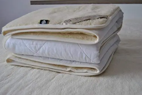 Produktbild: Unterdecke aus 100 % Merino-Lammwolle, Unterdecke aus Wolle, 180 x 200 cm, Matratzenauflage für Super-Kingsize-Betten, mit Wollmarkierung