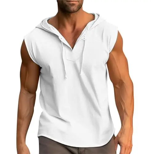Produktbild: Unterhemd V Ausschnitt Herren Yellow Herren Muskelshirt Herren Unterhemden Schwarz Shirt Ärmellos Weißes Top Herren Tank Top Grau Hemd Herren Weiß Tshirt 4XL Unterhemd Hemd Weiß XL
