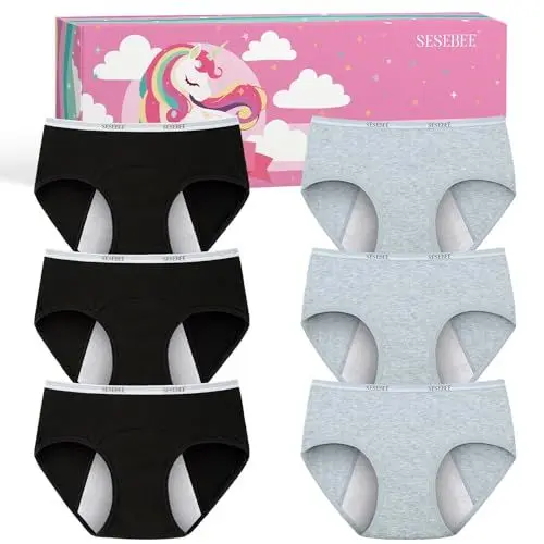 Produktbild: Unterhosen für Mädchen aus weicher Baumwolle, 6er-Pack Höschen, super elastisch, auslaufsicher und waschbar, bequem und atmungsaktiv, ideal für die Schule und tägliche Ausflüge
