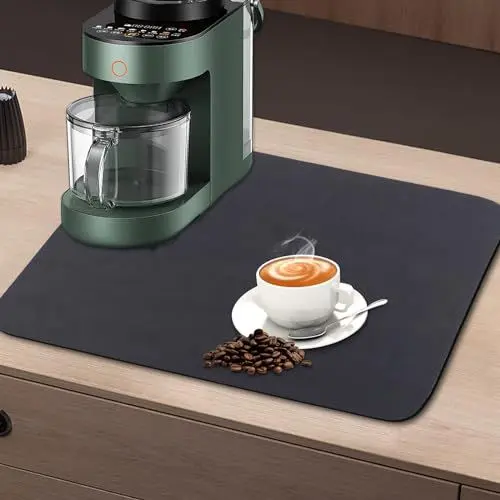 Produktbild: Unterlage Kaffeemaschine Abtropfmatte, Saugfähige Abtropfmatte Spüle Geschirr Küche, Schnelltrocknend Trockenmatte, Anti Rutsch Unterlage für Kaffeemaschine Matte Unterlage, Kaffeematte, 40x30 cm
