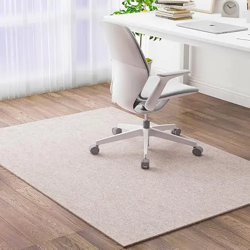 Produktbild: Unterlage Schreibtischstuhl Bodenschutzmatte Teppich, Stuhl Unterlage Schreibtisch, Bürostuhl Matte, Kratzfest Schutzmatte Bürostuhl Unterlage Für Laminat Hartböden,Beige,60 x 120cm