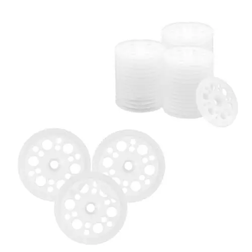 Produktbild: Unterlegscheiben aus Kunststoff, 100 Stück, 47 mm, langlebig, flache Unterlegscheiben aus Kunststoff, gute Stützwirkung, geeignet für Schaumstoffplatten, expandiertes Polystyrol, Extrudiert