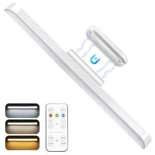 Produktbild: Unterschrank-Küchenleuchten mit Fernbedienung, 2500 mAh wiederaufladbare Batterie, Schrankleuchte, 3 Farben, verstellbare Schrankleuchte mit Magnethalterung, Touch-Licht für Make-up, Spiegel,