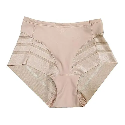 Produktbild: Unterwäsche Damen Spitze Kleid gestreiftem Netzstoff mit hohem Federkomfort aus Eisseide Damen Unterwäsche High (Beige, L)