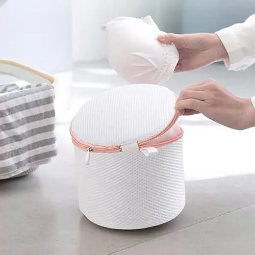 Produktbild: Unterwäsche-Waschbeutel mit Halterung, Netz-Reißverschluss, Wäschesack, Einfach zu Bedienen, Halterungsdesign, Zum Waschen in der Maschine, 160 G (Staubrosa Reißverschluss aus