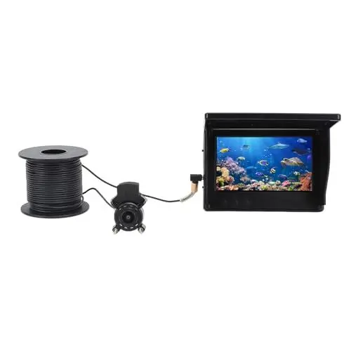 Produktbild: Unterwasser Angelkamera, 1080P HD Tragbarer Fischfinder mit 4,3 Zoll Bildschirm, 5 MP Sensor, 220° Weitwinkelansicht, Hochfestes Videokabel für Boot, See, Eisfischen