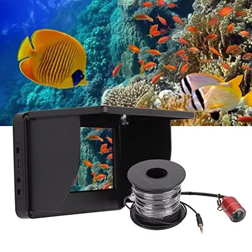 Produktbild: Unterwasser-Angelkamera, IP67 Wasserdichter 5-Zoll-IPS-LCD-, Tragbarer Fischfinder, Unterwasserkamera, 120 ° Betrachtungswinkel, Fischfinder mit 30 M Kabel, Zum Eisfischen,