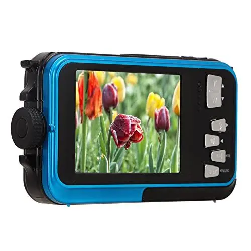 Produktbild: Unterwasserkamera, 48 MP 2,7 K wasserdichte Digitalkamera mit Zwei Bildschirmen und 10 Fuß Wasserdicht, Zum Schnorcheln, Urlaub (Blue)