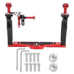 Produktbild: Unterwasserkamera-Gehäuseschale mit Doppelgriff-Stabilisator-Rig und Auslöser Zum Tauchen, Doppelgriff-Stabilisator mit Aluminiumlegierungsmaterial