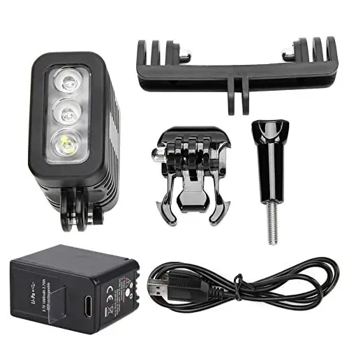 Produktbild: Unterwater Licht, 45 m Wasserdichtes Tauchlampe Unterwasserlampe Wiederaufladbar Dimmbar LED-Video-Tauchfülllicht LED-Videoleuchte Unterwasser für Kamera