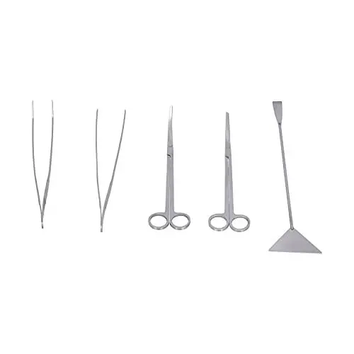 Produktbild: Unverzichtbares Aquarium-Werkzeugset – 5-in-1-Set mit Pinzette, Schere und Schaber – Ideal für Aquascaping und Wasserspiele – Langlebiger Edelstahl