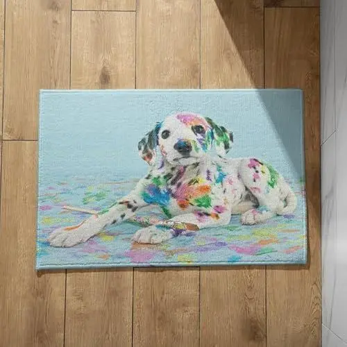 Produktbild: UNZYE Fußmatten Superdünne Eingangstürmatte Doodle-Hund Fußmatte Innen Mit Motiv Türmatte Personalisiert Name rutschfest Plüsch-Baumwoll-Fußmatte Für Eingang, Innen, Küche 45x75cm