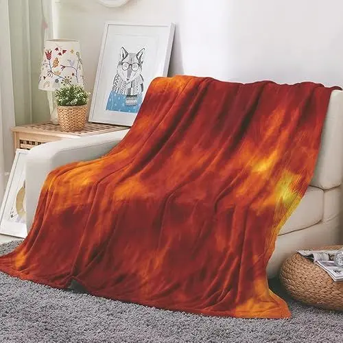 Produktbild: UNZYE Kuscheldecke Campingdecken Für Die Couch Zum Abdecken Kuscheldecke Flauschig Weißwarme Decke Camping Winter Flamme Orange Farbe Hosting-Decke 240x180cm
