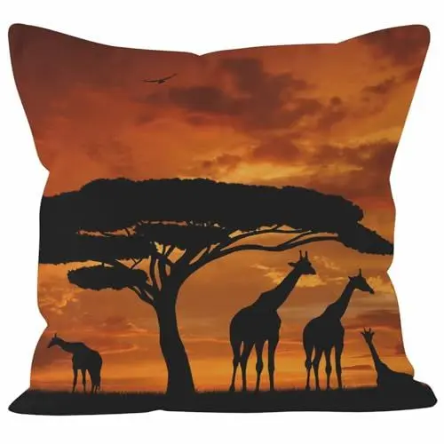 Produktbild: UNZYE Leinen Kissenbezüge Dekokissen Kissenhülle Kinderzimmer Giraffe Kissenbezüge Ostern Kissenhülle Zum Bedrucken Decor Throw Pillow Covers 1Pcs, 40x40cm