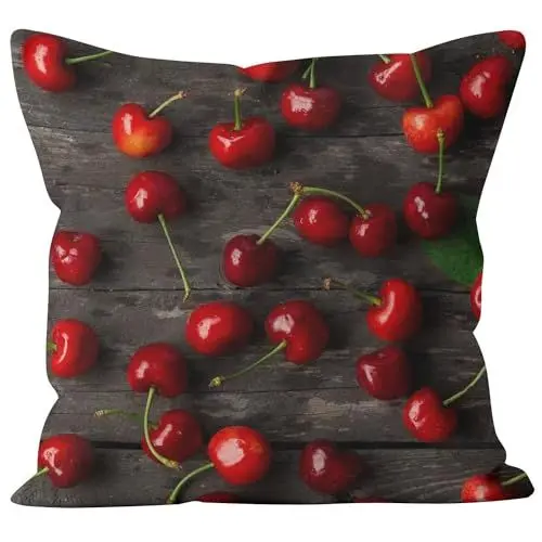 Produktbild: UNZYE Leinen Kissenbezüge Orientalisch Kissenhülle Japan Kirschen Decor Throw Pillow Covers 1Pcs, 50x50cm