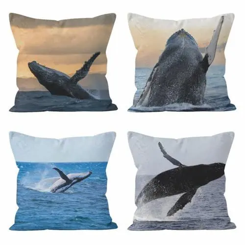 Produktbild: UNZYE Leinen Kissenbezüge Ostern Kissenbezug XXL Seewal Kissenbezüge Orientalisch Kissenhülle Dekokissen Decor Throw Pillow Covers 4Pcs, 45x45cm