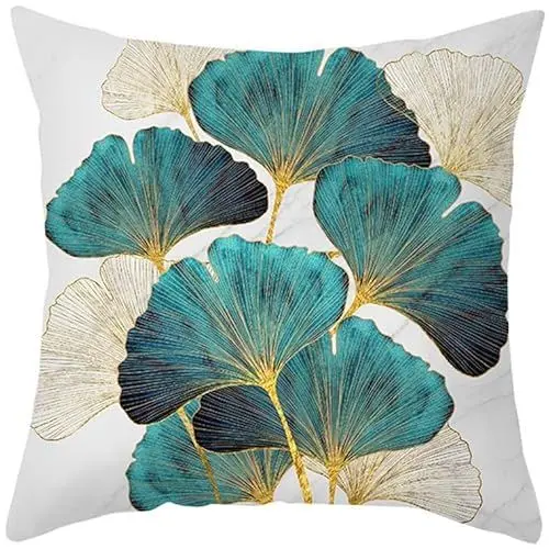 Produktbild: UNZYE Seidengewebe Kissenbezüge Wohnzimmer Kissenhülle XXL Ginkgo Biloba Kissenbezüge Rechteckig Kissenbezug XL Premium-Luxus Zierkissenbezüge 1Pcs, 40x40 cm