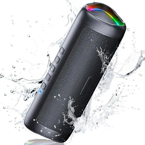 Produktbild: UOHHBOE Bluetooth Lautsprecher Bluetooth 5.3 Tragbarer Musikbox Bluetooth Box mit TWS Stereo RGB Lichter 24 Stunden Laufzeit 30 Meter Bluetooth Reichweite Freisprechfunktion IPX5 Wasserdicht