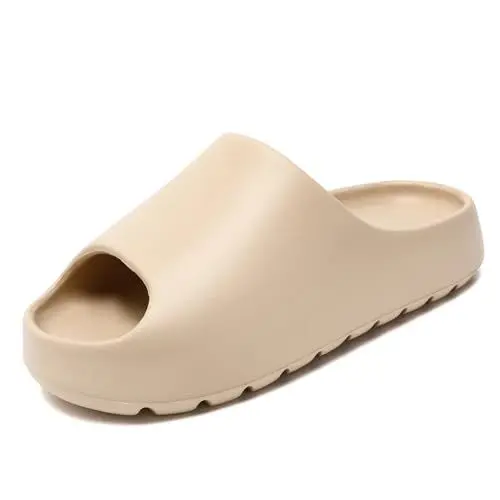 Produktbild: Uonesone Badelatschen Damen Herren,Wolkenschuhe Damen Schlappen Wolken Rutschfest Schnell Trocknend Super Bequeme Dicke Sohle Sommer Hausschuhe Garten Badeschuhe(Beige,36/37 EU)
