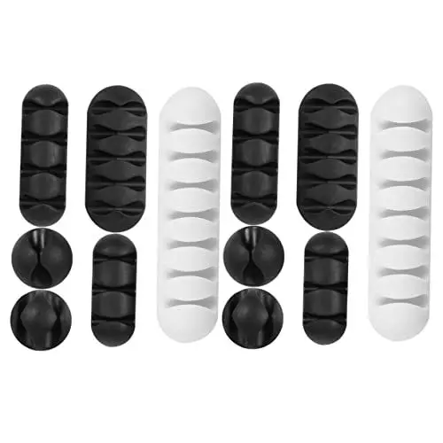 Produktbild: Uonlytech Selbstklebender Kabelhalter – 12 Stück Kabel-organizer-clips Für Den Schreibtisch Stark Klebend Links Einfach Zu Verwenden
