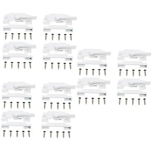 Produktbild: Uonlytech 12 Stk Schiebefensterverriegelung Schiebefensterschlösser Fensterflügelschloss Schiebefensterstopper Cam-flügelschlösser Weiß Schutz Kind Fensterrahmen Zinklegierung