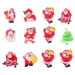Produktbild: Uonlytech 12 Stücke LED Brosche Weihnachten Weihnachtsmann Beleuchtete Anstecknadel Blinkende Anstecker Abzeichen Party Schmuck Gastgeschenk Mitgebsel Zufällige Muster