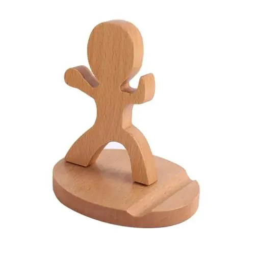 Produktbild: Uonlytech Einzigartiger Telefonständer Für Jungen Telefonhalter Aus Holz Für Schreibtisch Und Wohnzimmer