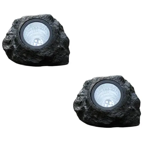 Produktbild: Uonlytech 2St wasserdichter Steinstrahler Steinscheinwerfer Felsenlicht Solar-Bodenleuchten Terrasse solarpane solrlichterketten solarleuchten für außen Flutlicht Außenstrahler LED schmücken