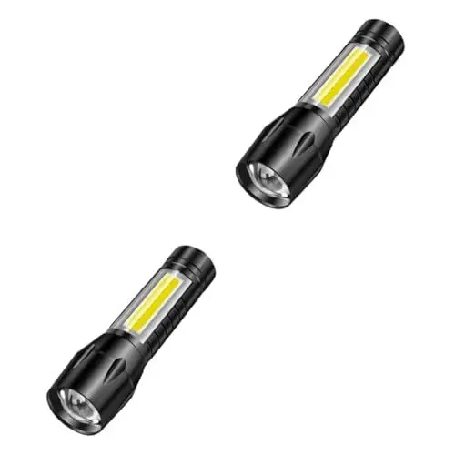 Produktbild: Uonlytech 2 Stück Verstellbare Taschenlampe Wiederaufladbare Outdoor-taschenlampe Mini-handscheinwerfer -campinglicht Für Die Nacht Schwarz