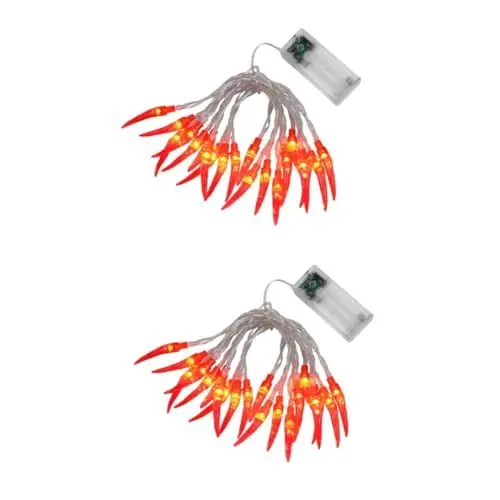 Produktbild: Uonlytech 2 Stück 20 -chili-lichter Festliche Chili-lichterkette Für Den Innenbereich Chili-festival-lichter Energieeffiziente Chili-lichterkette Weihnachtsdekoration