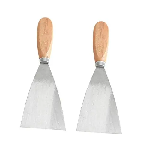 Produktbild: Uonlytech 2st Reinigungsklinge Taping-Messer Grillroste Fugenlinie Wandklebeschaber Spachtel Schaber Wandschaber Aus Edelstahl Grillschaber Fliesenkleberschaber Gips Hölzern Schaufel