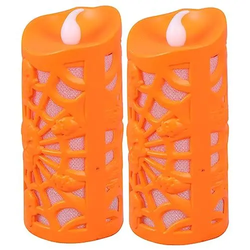 Produktbild: Uonlytech 2st Spinne Kerzenlicht Flammenloses Led-teelicht Spinnennetz-dekoration Leichte Batteriebetriebene Led-teelichter Flammenlose Halloween-kerzen Elektrisches Kerzenlicht 3d Drinnen