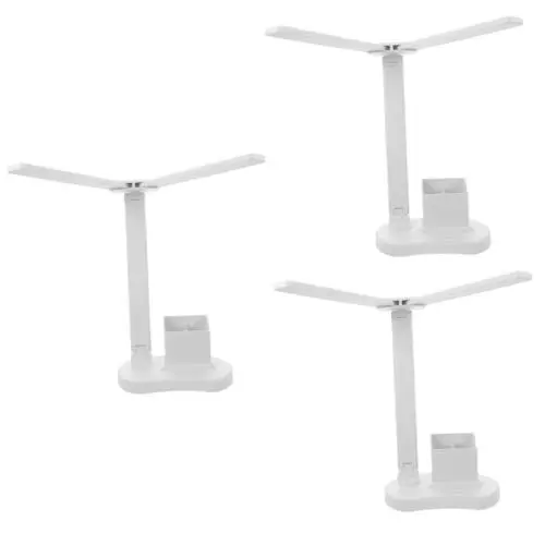 Produktbild: Uonlytech 3st Doppelköpfige Tischlampe Schreibtischlampe Dimmbare Tischlampe Studienlampen Für Zu Hause Leseleuchte Leselampen Led Student Lampenschirm Aus Kunststoff Nachttischlampe