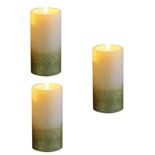 Produktbild: Uonlytech 3st Kerzenlampe Aus Goldpulver Flammenlose Lampe Adventskerzen Flammenlose Spitzkerzen Batteriebetriebene Kerzenlampe Pp Synthetischer Kunststoff Blinkt Elektrische Kerze
