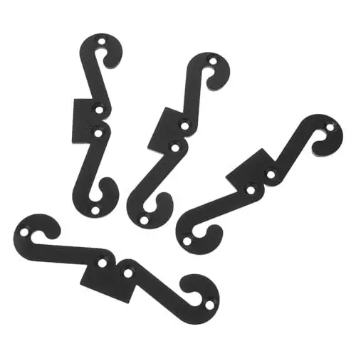 Produktbild: Uonlytech Dekorative Scheunentorbeschläge Karbonstahl 4-teiliges Set Schwarzes Finish Garagentorzubehör Scheunentor-dekorbeschläge Einfache Installation
