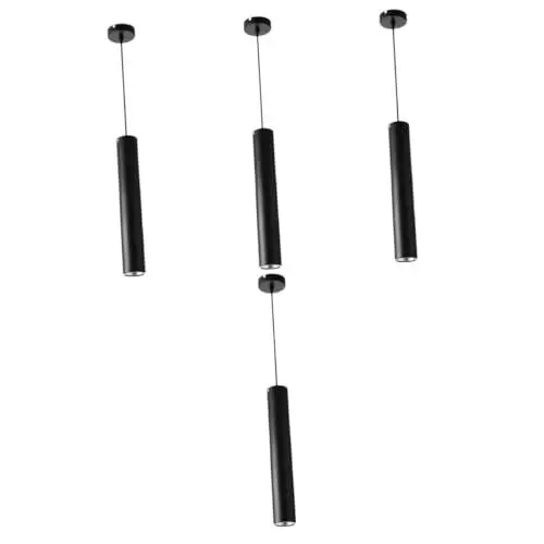 Produktbild: Uonlytech 4 Stück lange Pendelleuchte Rohr-Pendelleuchte Kronleuchterlicht Dekor Wohnkultur lange Röhrenlampe moderner Kronleuchter langer Lauf schmücken Bartheke Aluminium