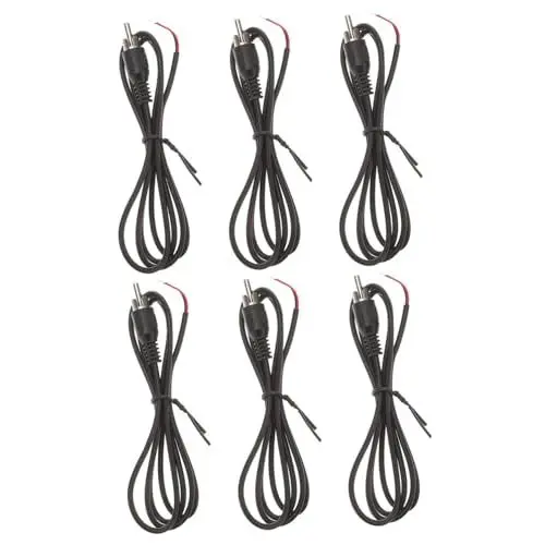 Produktbild: Uonlytech 6 Stück auf Blanken Draht Anschlüsse Kupfer Audio Kabel Einfaches Design – Langlebig Schwarz