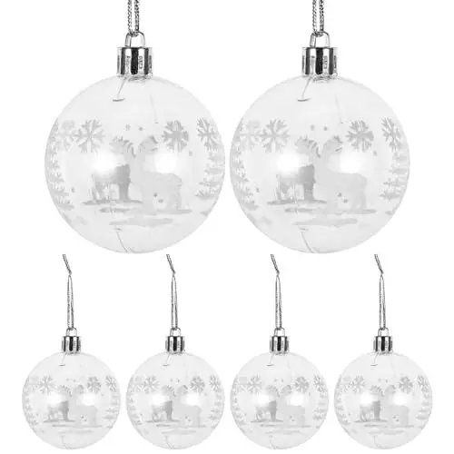 Produktbild: Uonlytech 6 Stück Weihnachtskugeln Transparente Christbaumkugeln Weihnachtsbaumkugeln Durchsichtige Christbaumschmuck Weihnachtsbaumschmuck Weihnachtsdeko Anhnger Süßigkeit Schachteln