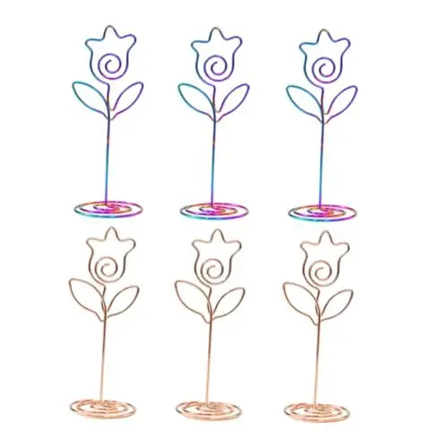 Produktbild: Uonlytech 6stücke Tischnummernhalter Metall Platzkartenhalter Fotohalter Clipständer Hochzeitstischdekorationen Tulpentisch Platzkartenhalter Memohalter Tischfotoclip