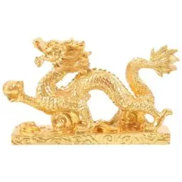 Produktbild: Uonlytech Goldene Drachen Figur Tierkreiszeichen Chinesische Drachen Statue Skulptur Sternzeichen Drachen Dekofigur Tierfigur Feng Shui Vermögen Reichtum Glücksbringer Harz Ornament