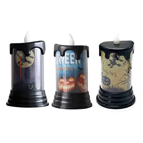 Produktbild: Uonlytech Halloween- LED- Kerze Halloween- Teelichter Halloween- Kürbislaterne Halloween- Dekorationen Flackernde LED- Kerzen