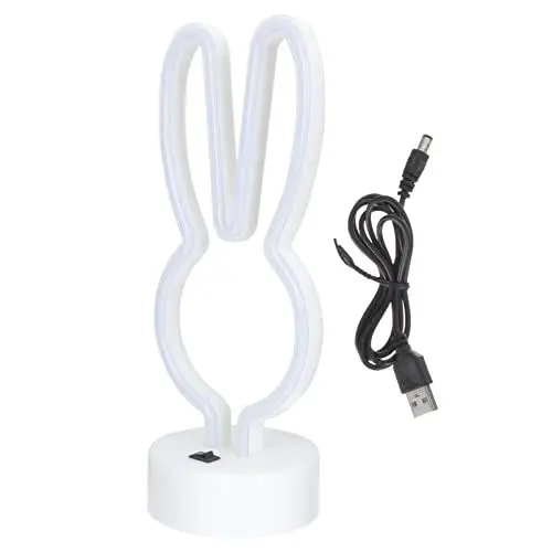 Produktbild: Uonlytech Lovely Bunny Nachtlicht Neon Deko Für Feste Desktop-hintergrundbeleuchtung Und Hochzeitsfeiern Effekt Usb-betrieb Warmes Licht