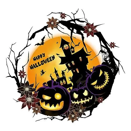 Produktbild: Uonlytech Einfach Zu Installierender Halloween- -aufkleber mit Gruseligen Kürbissen und Fledermäusen Fensteraufkleber für Eine Halloween-atmosphäre