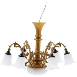 Produktbild: Uonlytech Led-Miniatur-Deckenleuchte 1:12 Puppenhaus-Kronleuchter Miniatur Exquisit Elegant Led-Deckenleuchte Dekoration Warmes Licht Gold