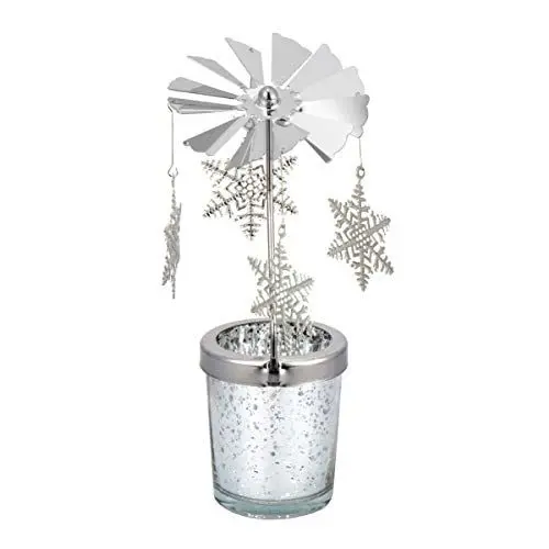 Produktbild: Uonlytech Quecksilberglas Votivkerzenhalter rotierende Schneeflocke Kerzenhalter für Weihnachten nach Hause (1pcs)